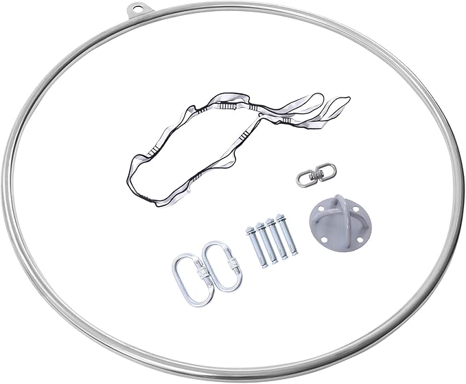 Professional Aerial Hoop Kit, 85CM/25MM Single-Point Ring Professional Aerial Yoga Starter Set with Rigging Hardware Kit Aerial Ring Set Yoga Kit for Home Exercise Performance Anti-Slip Grip
