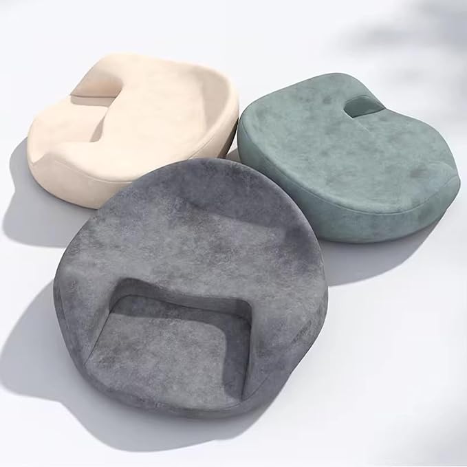 Ergonomic Meditation Cushion, Suede Floor Seat for Yoga and Mindfulness Practice, Memory Foam, Curved Back Support (Grey)