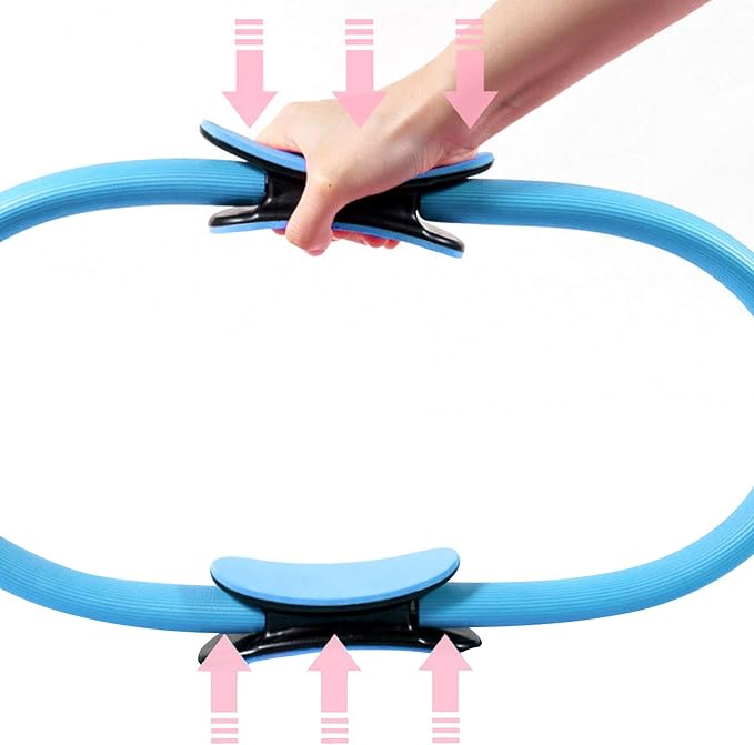 Drfeify Yoga Ring, Portable Lightweight Pilates Ring for Full Body Workout, Exercise Circle with Non-Slip Grip for Women Men Seniors Home Travel Gym (Blue)