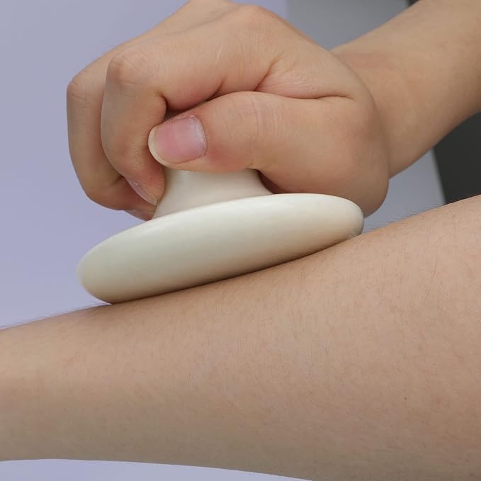 gemshan Guasha Massage Tool Mushroom Shape Natural Jade Stone for Body Face for Essential Massage Spa Massage Therapy