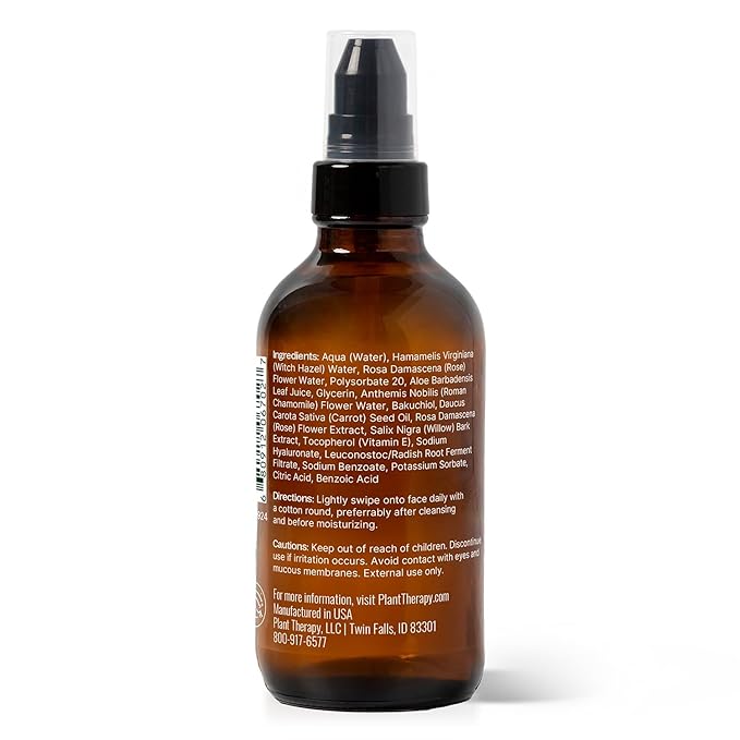 Plant Therapy Rose & Witch Hazel Facial Toner 4 oz, Alcohol Free Witch Hazel, Hydrating Toner, Pore Minimizer, Clear Skin