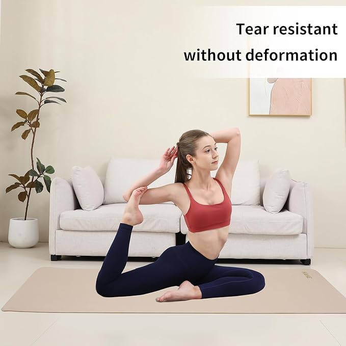 HAHE Yoga Mat Thick (8MM,1/3"), Eco-Friendly POE Non Slip Yoga Mat, High Rebound & Shock Absorption, Anti-Tear & Sweat-Resistant for Yoga, Fitness, Home, Workouts, Large Pilates Mats 72"x24" with Carrying Strap