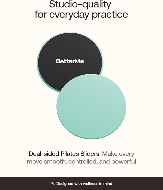 BetterMe Pilates Sliders – Dual-Sided Exercise Sliders for Core Training – Compact Workout Gliders for Home Fitness, Abs & Full Body Workouts