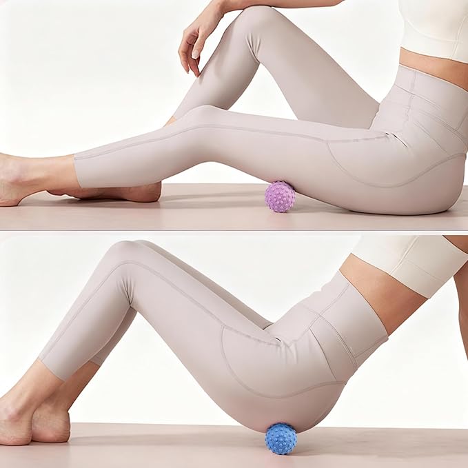 WOVTE Massage Lacrosse Ball Set for Sore Muscles, Shoulders, Neck, Back, Foot, Body, Deep Tissue, Trigger Point, Muscle Knots, Yoga and Myofascial Release
