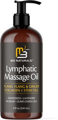 Lymphatic Massage Oil for Massage Therapy - Lymphatic Drainage Oil for Body Care Circulation & Detox Support with Ylang Ylang, Ginger, Lavender, Grapeseed, Vitamin E & Stem Cell (8 Fl Oz) by M3