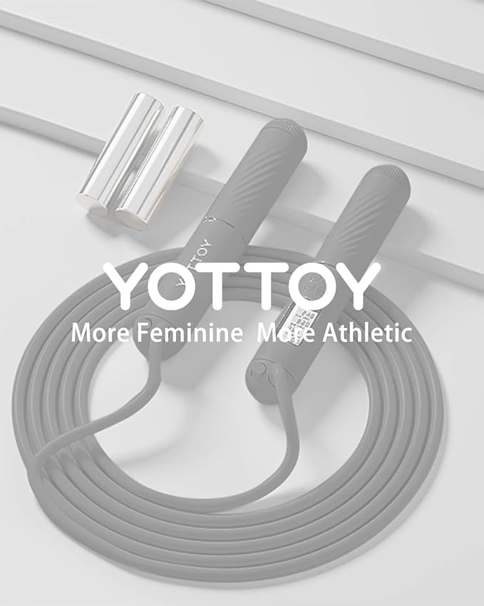 YOTTOY Skipping Ropes for Adults -Cordless Counter Jump Rope with Large Cordless Ball-Weighted Jump Rope for Women with LCD Display