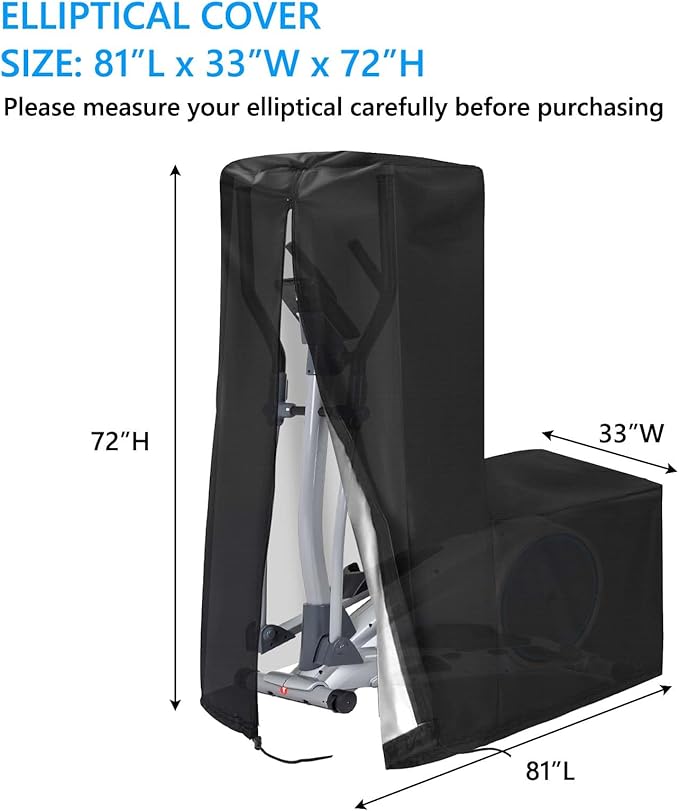 Elliptical Cover Elliptical Exercise Machine Cover for Indoor & Outdoor Home Elliptical Fitness Machine Protective Cover Waterproof & Dustproof Black