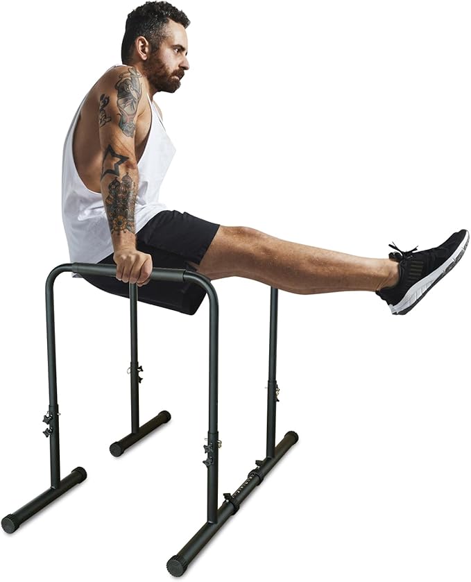 Power Tower Dip Station Pull Up Bar Stand Heavy Duty 550 LBS Capacity, Adjustable Height Multi-Function Home Gym Equipment for Pull Ups Dips Push Ups Strength Training