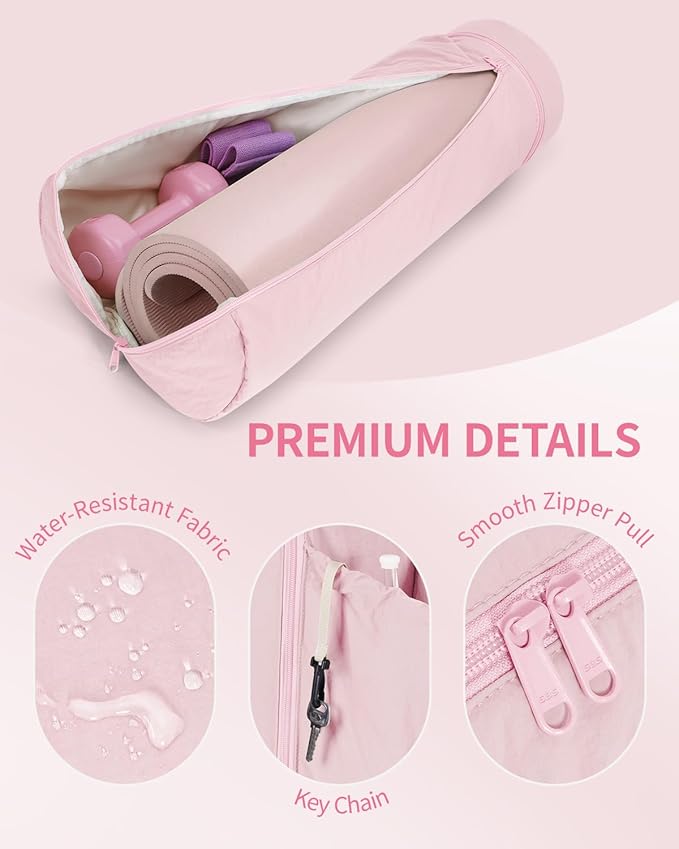 sportsnew Puffy Yoga Mat Bag Yoga Gym Bags for Women Men, Full-Zip Pilates Bag with Wet Pocket & Side Zip Drawstring Pocket Fits Tumblers with Handle, Yoga Mat Storage for Carrier Quick Access