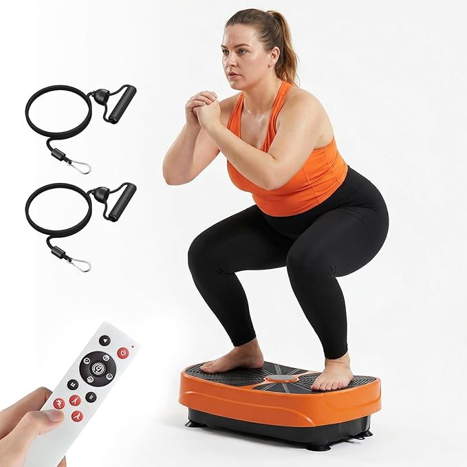 GORISE Vibration Plate Exercise Machine, Vibrating Plate for Lymphatic Drainage & Weight Loss - Full Body Workout Fitness Platform with Remote, Resistance Bands, Home Gym Equipment for Muscle Relief