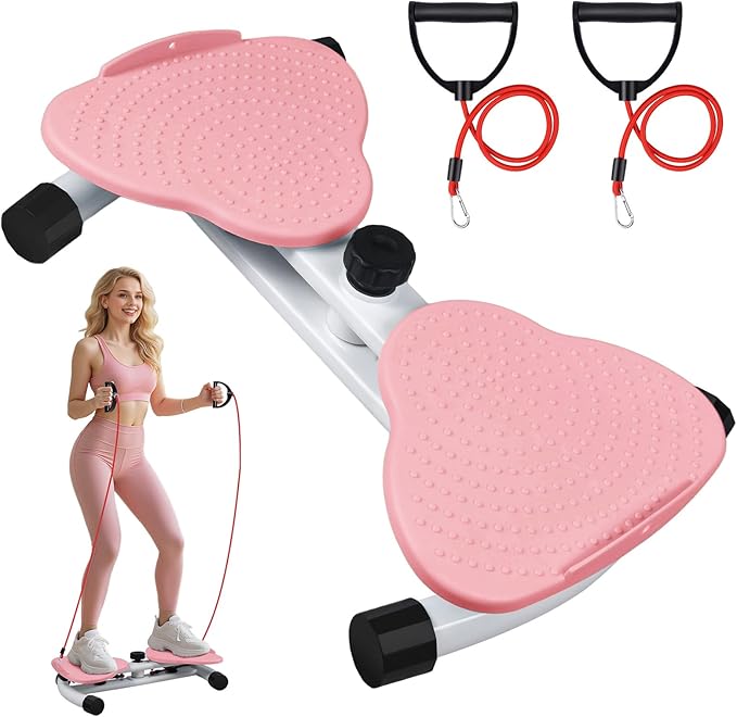 Waist Twister Machine, Ab Twister Board with Resistance Bands - 300 lbs Capacity Home Exercise Equipment for Belly Fat, Core Workout - Noiseless & Anti-Slip for Women/Men