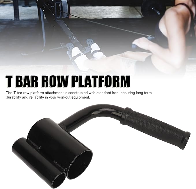 T Bar Row Platform Handle Attachment for Strength Training Deadlifts Rows Squats Shoulder Presses Portable Iron Construction Multi Muscle Group Workout Equipment for Gym