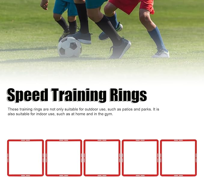 Quadrilateral Agility Rings Speed Rings with Carrying Strap and Clip, 5pcs Portable Agility Hurdles for Agility Footwork Training