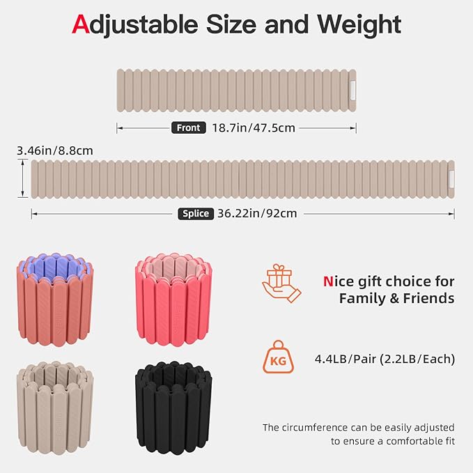 Abahub Wearable Wrist & Ankle Weights Set of 2, Stackable Magnetic Weighted Bracelet for Women, Waterproof Silicone Arm Leg Weights for Home Gym Workout, Running, Yoga & Pilates