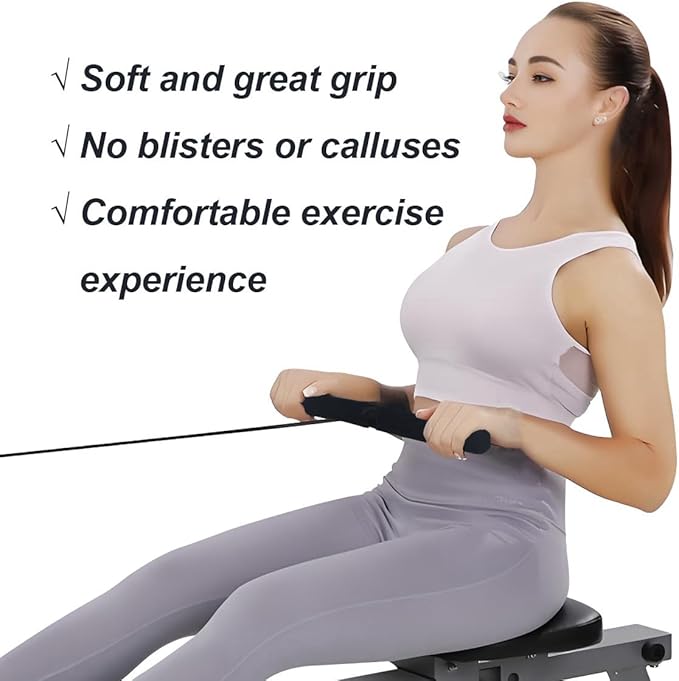 2Pcs Thickened Rowing Machine Handles Cover, Fits Most Rowing Machine, Non-Slip & Breathable Handle Cover（Black）
