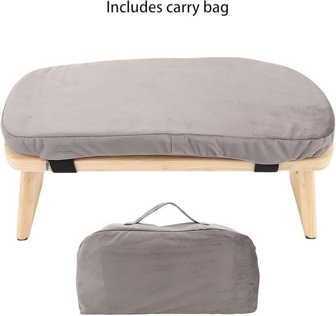 YUYTE Wooden Meditation Bench Ergonomic Meditation Stool, Detachable Kneeling Chair for Yoga with Soft Cushion Carry Bag, Home and Travel (Grey)