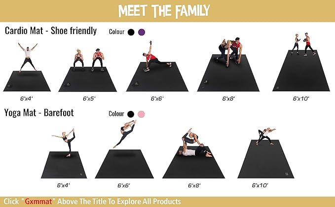 GXMMAT Extra Large Exercise Mat 16'x6'/12'x6'/10'x6'/8'x6'(7mm), Extra Wide Workout Mats for Home Gym Flooring, Non-Slip Thick Durable Cardio Mat for MMA,Plyo,Jump Rope,Weights,Fitness,Shoe-Friendly