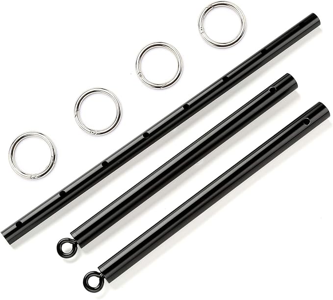 EXREIZST Expandable 2 Spreader Bar Set with Bag and 4 Premium Soft Pad Leather Straps with 2 Chains Adjustable Home Yoga Bar Kit, Black and Red