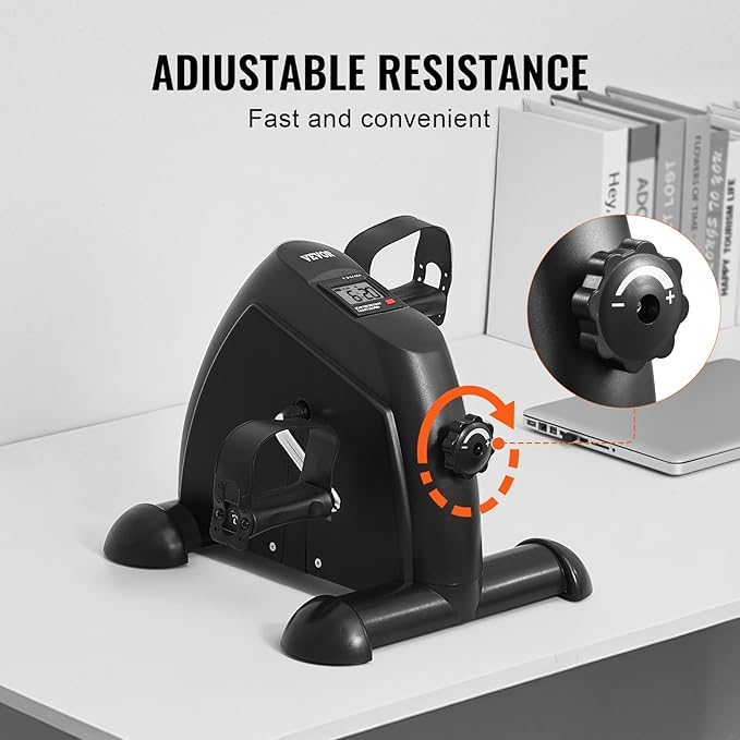 VEVOR Under Desk Bike Pedal Exerciser, Mini Exercise Bike for Arm/Leg Exercise, Multi-level Resistance Pedal Exerciser for Home Office Workout, Cycling Portable Peddler with LCD Display & Non-Slip Mat