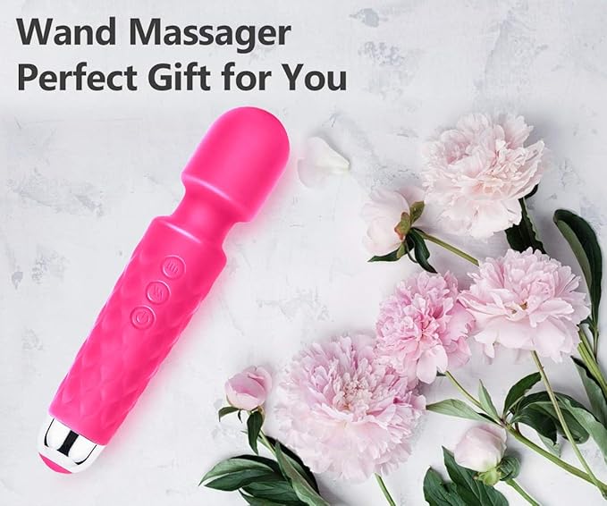 Handheld Massager,Power Wand Wireless Rechargeable Vibrating Massager, Body Massaging for Woman and Back Neck Muscle Aches (Pink)