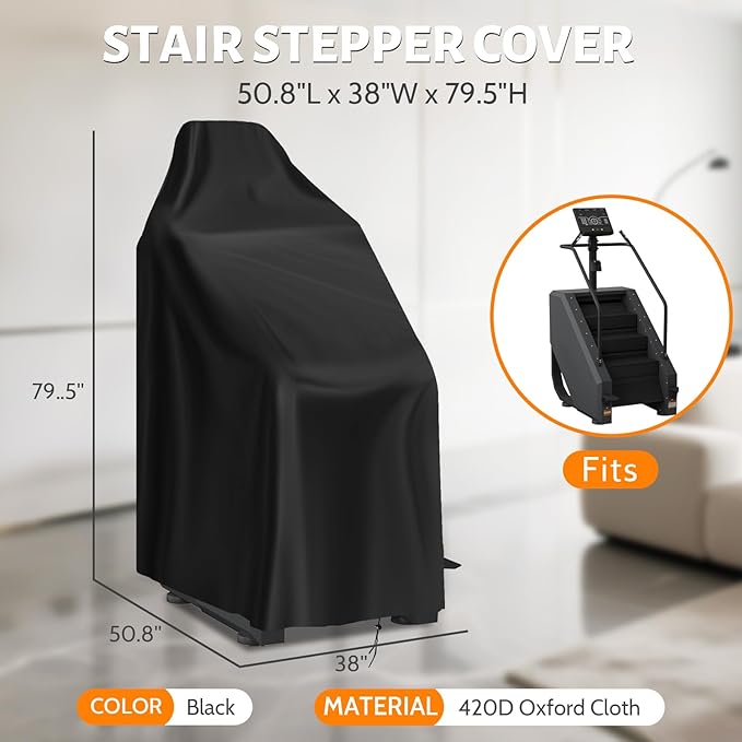 Stair Stepper Cover, Waterproof 420D Stair Climber Covers for Stair Master Home Gym Exercise Indoor & Outdoor, Suitable for Most Stair Stepper Machine (Cover Only)