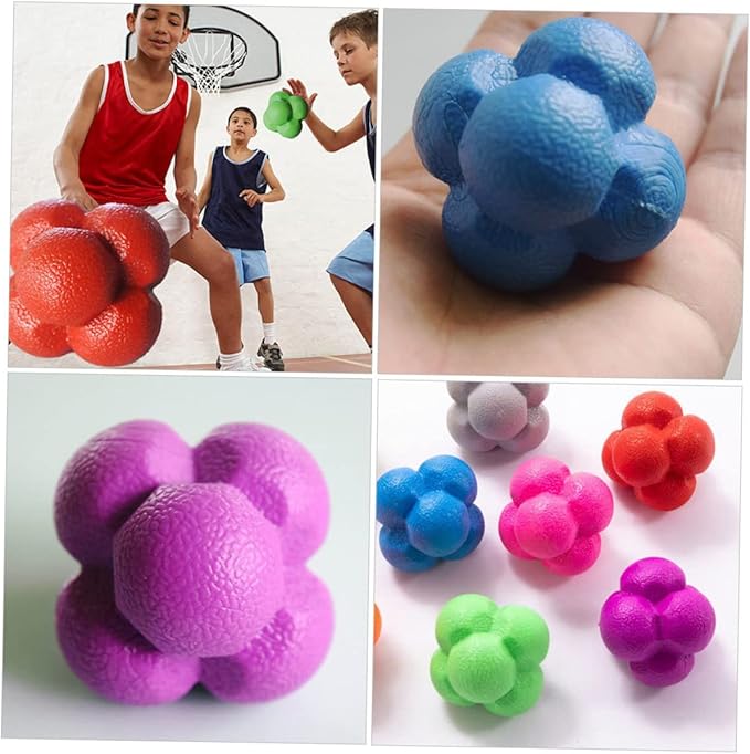 Milisten 3pcs High Elastic Hexagonal Reaction Balls Durable Agile Training Balls for Fitness Reflex and Coordination Drills Random Colors for Home Partner Workouts