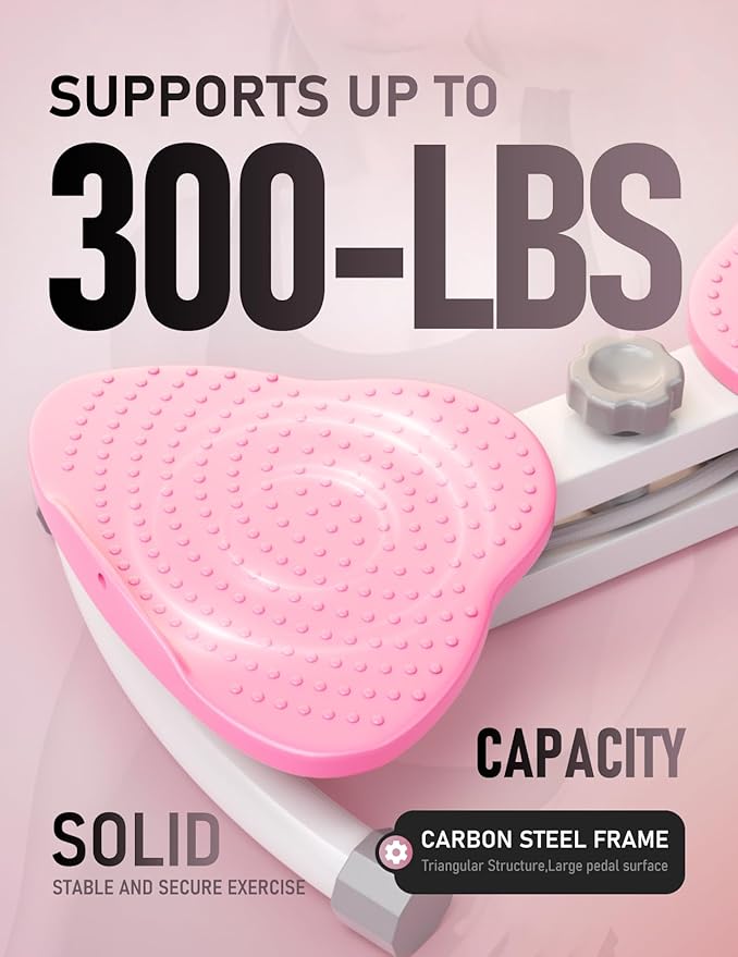 Waist Twister Machine for Body Toning, Fat Burning, Supports 300 lbs, Noiseless, Anti-Slip, Compact Portable for Home, Gym, Apartment, Office