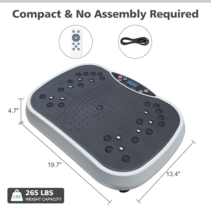 Vibration Plate Exercise Machine, Portable Mini Vibrate Fitness Platform Lymphatic Drainage Machine with 4 Non-Slip Suction Cups and 6 Modes for Weight Loss & Toning