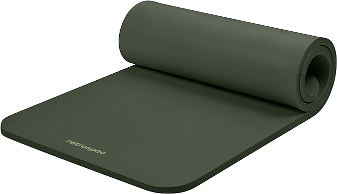 Retrospec Solana Yoga Mat 1" Thick w/Nylon Strap for Men & Women - Non Slip Exercise Mat for Home Yoga, Pilates, Stretching, Floor & Fitness Workouts