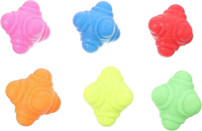 6pcs Hexagonal Reaction Balls Agility Trainer TPR Fitness Balls for Hand Eye Coordination Speed Reflex Training Baseball Accessories