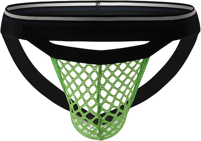 JEsilunmaMY Men's Fishnet Jockstrap U Convex Breathable Low Waist Mesh Thong Underwear Athletic Supporters Briefs Underpants