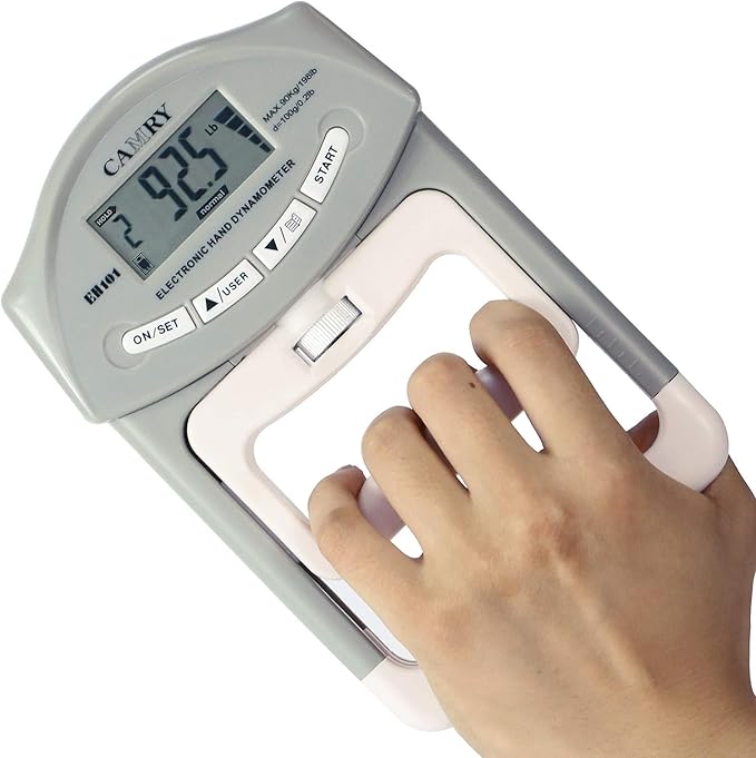 CAMRY Digital Hand Dynamometer Grip Strength Measurement Meter 198Lbs / 90Kgs Auto Capturing Electronic Hand Grip Power