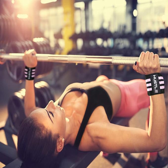 Hustle Athletics Wrist Wraps for Weightlifting - 18" & 12" Premium Wrist Support Weight Lifting Wraps to Lift Heavier & Train Harder - Heavy Duty Powerlifting & Bench Press Gym Straps for Men & Women