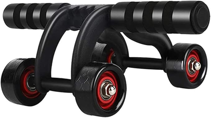 4-Wheel Ab Roller Abdominal Exercise Roller for Six Pack Abs, Core Workout Trainer, Stomach Exercises with Knee Mat, Sport Fitness for Men and Women