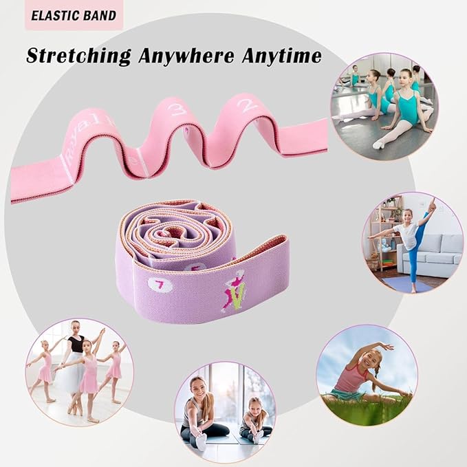 Yoga Stretch Strap with Loops - Streching Strap for Physcial Thearpy, Pilates & Flexibility Training - Exercise Strap for Hamstring, Leg Streching & Rehab - Kids & Adults