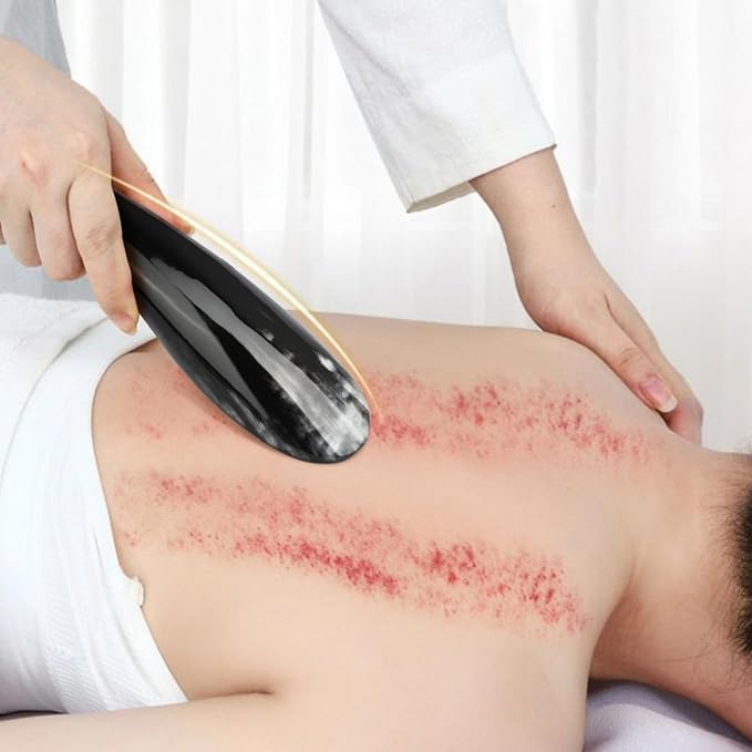 ideayard Body Guasha Scraping Lymphatic - 7.87inch Natural Handcrafted Ox Horn Massage Tool, Back & Legs,Used for Body Sculpting, Muscle Scraping, and Relaxing