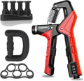 Hand Grip Strengthener - Adjustable Resistance 11-220Lbs Forearm Strength Trainer with Counting, Silicone Grip Ring & Hand Exercise for Quickly Increasing Wrist Forearm and Finger Strength Combo Set