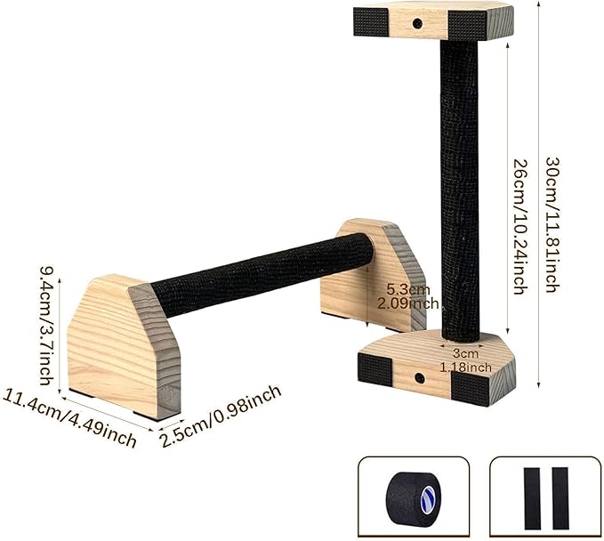 2Pcs Push up Bar Sturdy Wooden Parallettes Bar Push up Stands Pushup Handles for Gymnastics Strength Training Aerobics