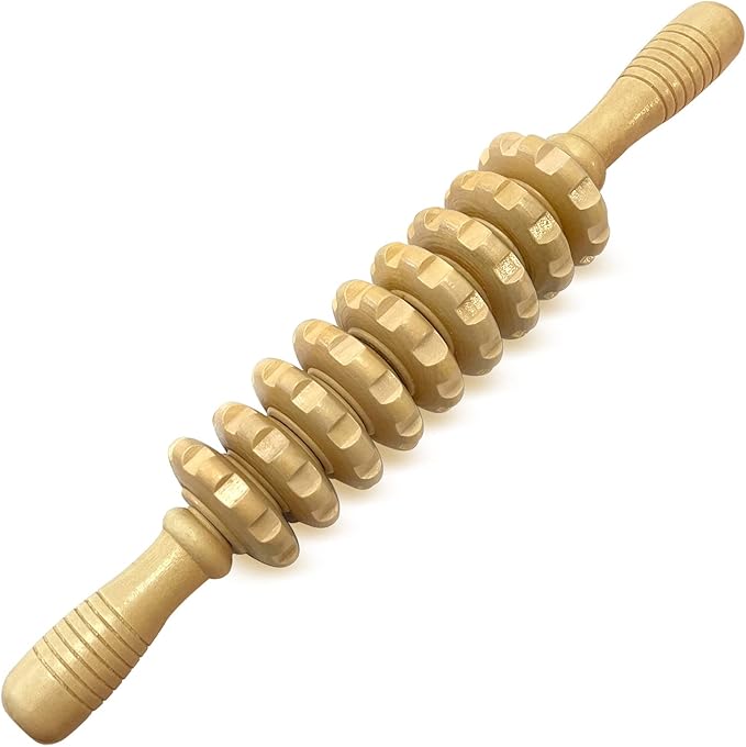 2 in 1 Wooden Back Massager Roller Rope & Handheld Roller Massager Stick, Relax Fascia, Cellulite, Muscle, Back & Abdomen, Therapy Lymphatic Anti Cellulite Muscle Recovery Massage Tool