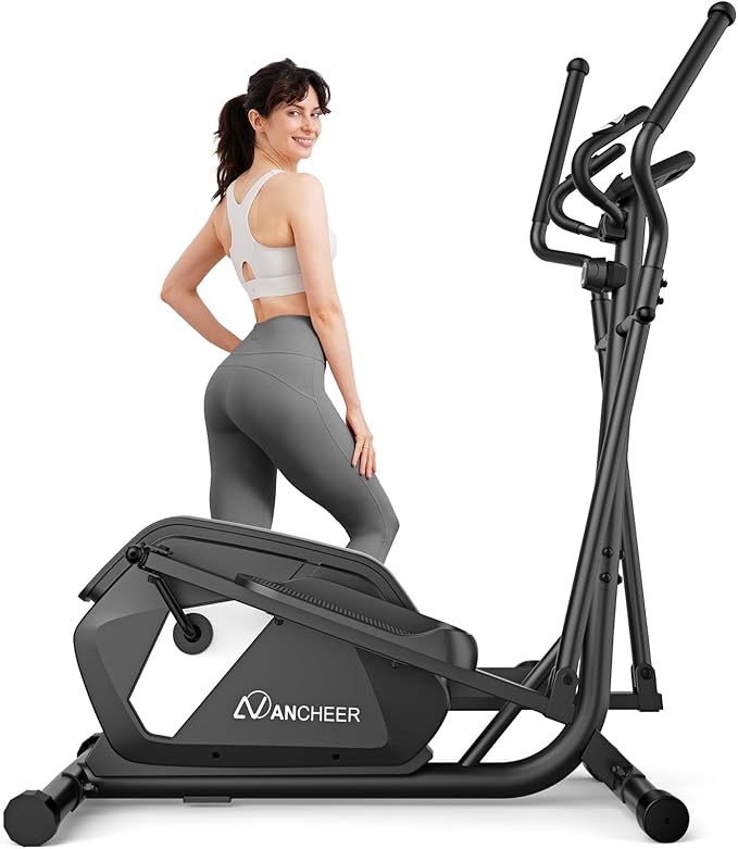 ANCHEER Elliptical Exercise Machine,Elliptical Machine for Home with Ultra-Smooth Magnetic Drive,14 Levels Resistance Elliptical Trainer,Cardio Machines with LCD Monitor Device Holder,15" Stride