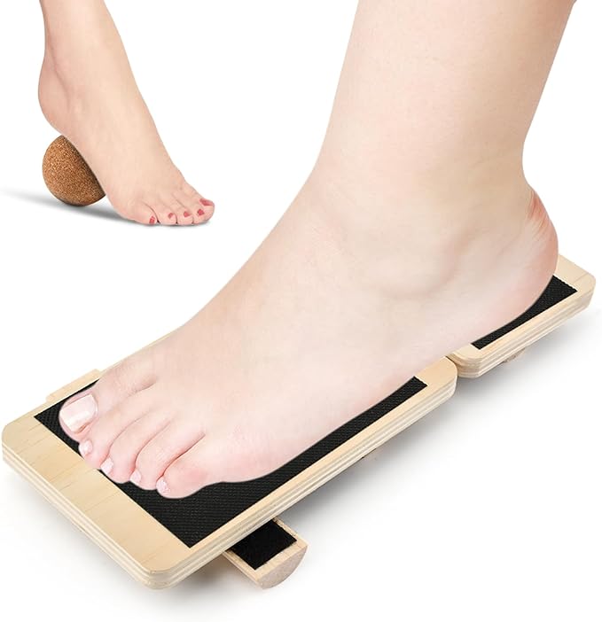 Ankle Balance Board Foot Strengthener Trainer - Single Leg Stability Board + Massage Ball for Sprain Recovery, Plantar Fasciitis Relief, Posture Correction & Balance Training