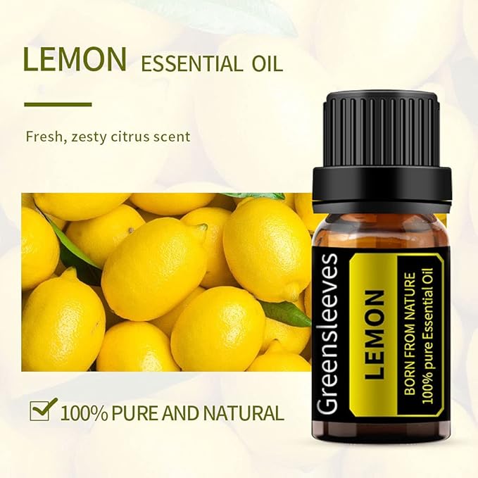 GREENSLEEVES Lemon Orange Essential Oil Set, 2 x 10ml Pure Plant-Based Fragrance Oil for Aromatherapy, Essential Oils for Diffuser, Massage, Bath Bomb, Scented Candle Soap Making