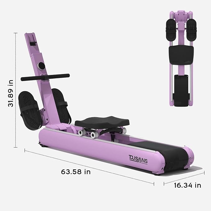 TOUSAINS Magnetic Rowing Machine ENT-R120,32 Resistance Levels, Smooth and Quiet Indoor Rowing Machine for Full-Body Workout, Adjustable Foot Pedals, Foldable Design for Easy Storage