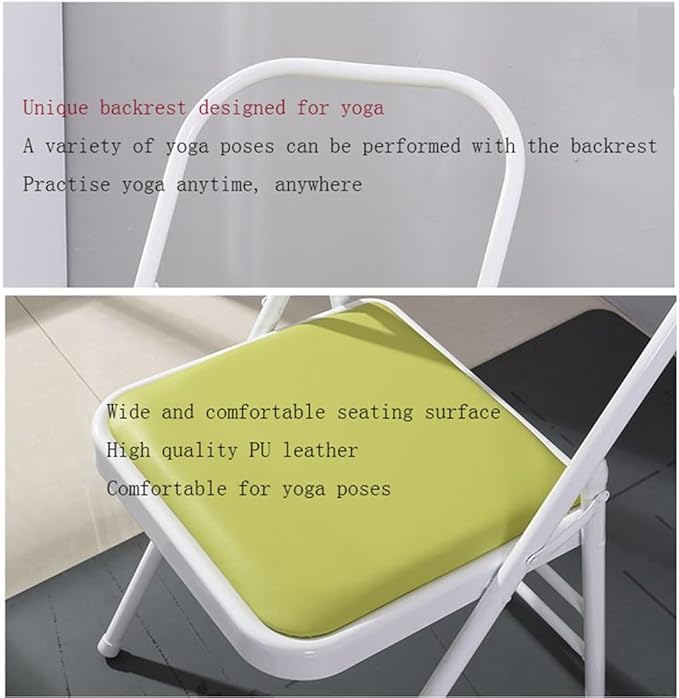Pilates Yoga Chair,Foldable Yoga Auxiliary Chair,Folding Balance Handstand Training Tool,Metal Back Bender Lounge Inversion Trainer for Home and Studio,Green