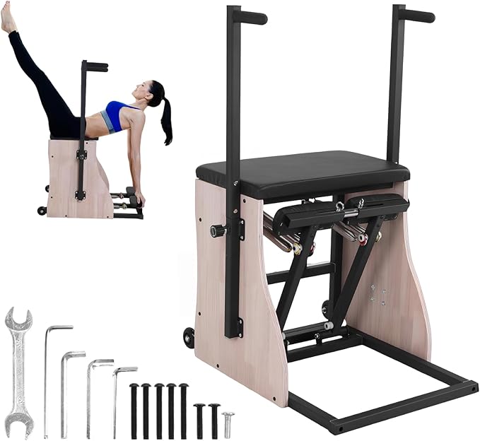 Generic Pilates Chair Split-Pedal Stability Combo Chair with Adjustable Resistance Split Pedal Handles