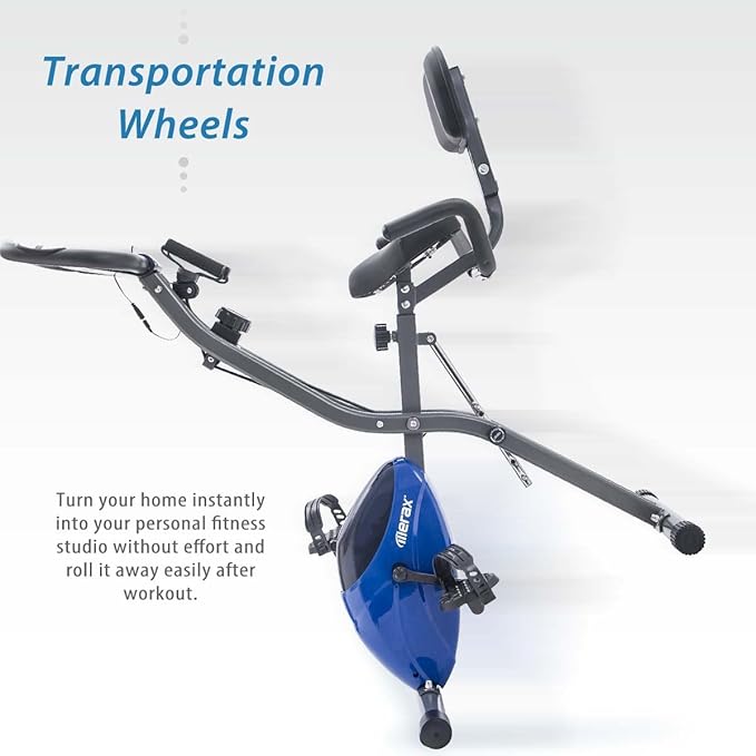Merax Workout Bike For Home - 2 In 1 Recumbent Exercise Bike and Upright Indoor Cycling Bike Positions, 16 Level Magnetic Resistance Exercise Bike, Foldable Stationary Bike Machine, Fitness Bike