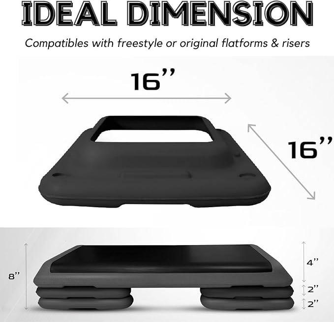 Yes4All 16"x16" Extra Adjustable Risers for Aerobic Exercise Workout Step Platform (Pair) - Not Included Aerobic Step Platform