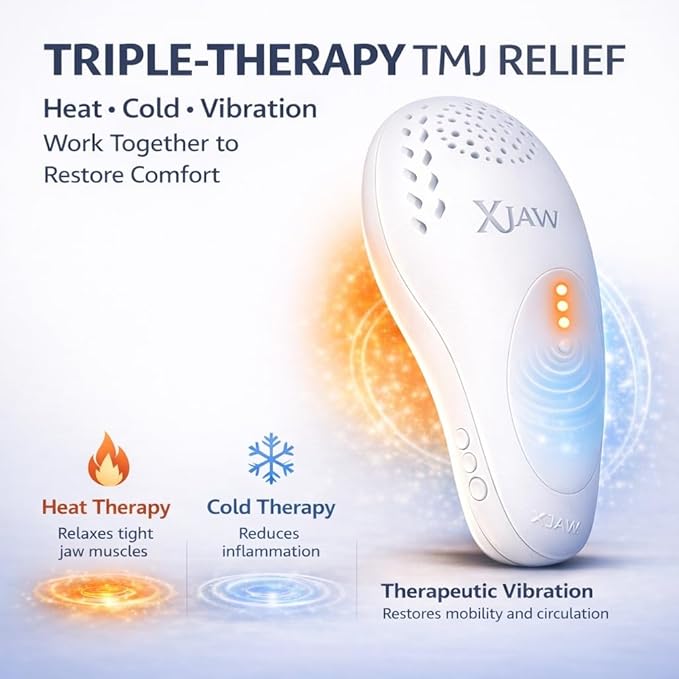 XJAW™ Advanced 3-in-1 TMJ Therapy Device with HEAT & COLD Therapy and Precision Vibration – Professional Jaw Recovery System for TMJ Relief, Masseter Muscle Therapy, Inflammation, Jaw & Neck Tension