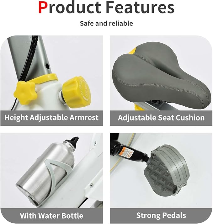 Indoor Cycling Bike Stationary Exercise Bike with LCD Monitor, iPad Holder & Comfort Seat, Adjustable Resistance, Silent Belt Drive for Home Gym Cardio Workout