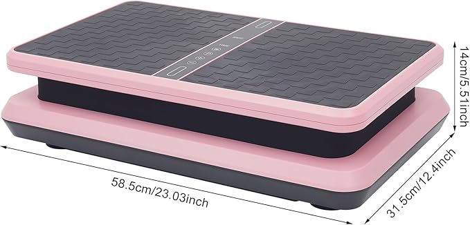 Vibration Plate Exercise Machine, 2 Resistance Bands Full-Body Workout Machine, 330LBS Load 200W Exercise Vibrating Platform, Dual Control Vibration Plate for Circulation, Pink